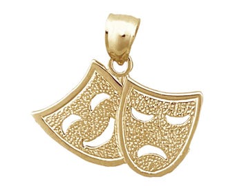 14K Gold 20MM Tragedy Comedy Drama Masks Charm