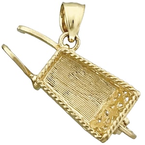 14K Gold 3D Wheelbarrow Gardener Pendant