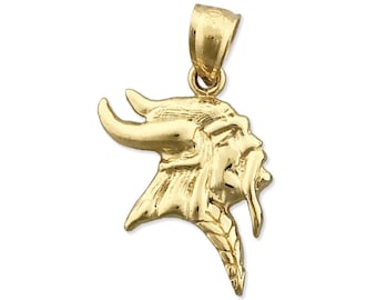 14K Gold Viking Head Charm