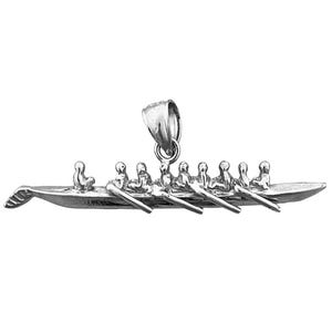 Rhodium Plated 925 Sterling Silver 3D Rowing Pendant
