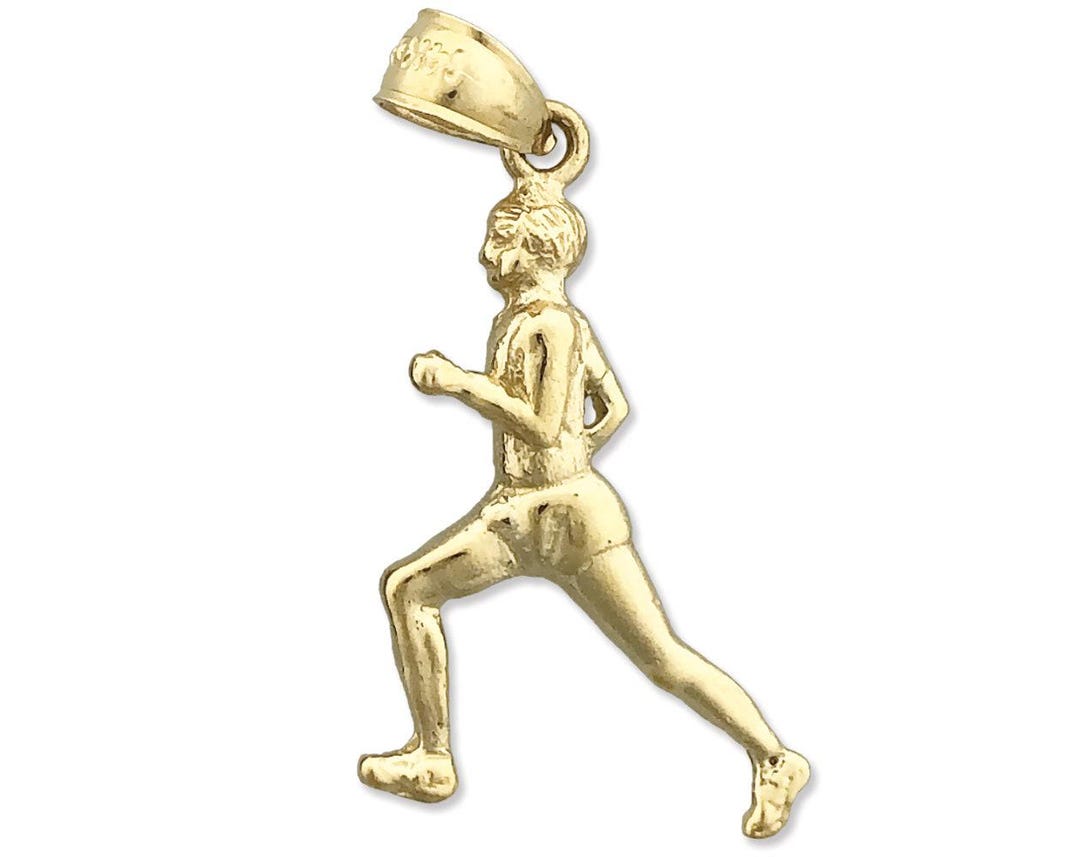 14K Gold Sports Male Runner Pendant - Etsy