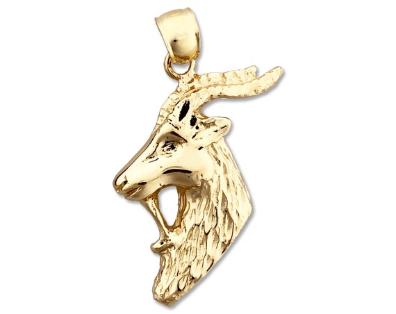 14K Gold Goat Head Charm Pendant - Etsy 