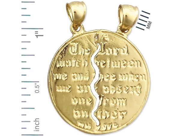 14K Gold Breakable Mizpah Coin Pendant