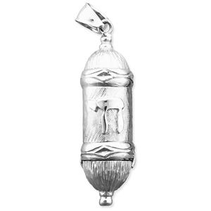 Mezouza 3D en argent sterling 925 rhodié avec pendentif étoile de David