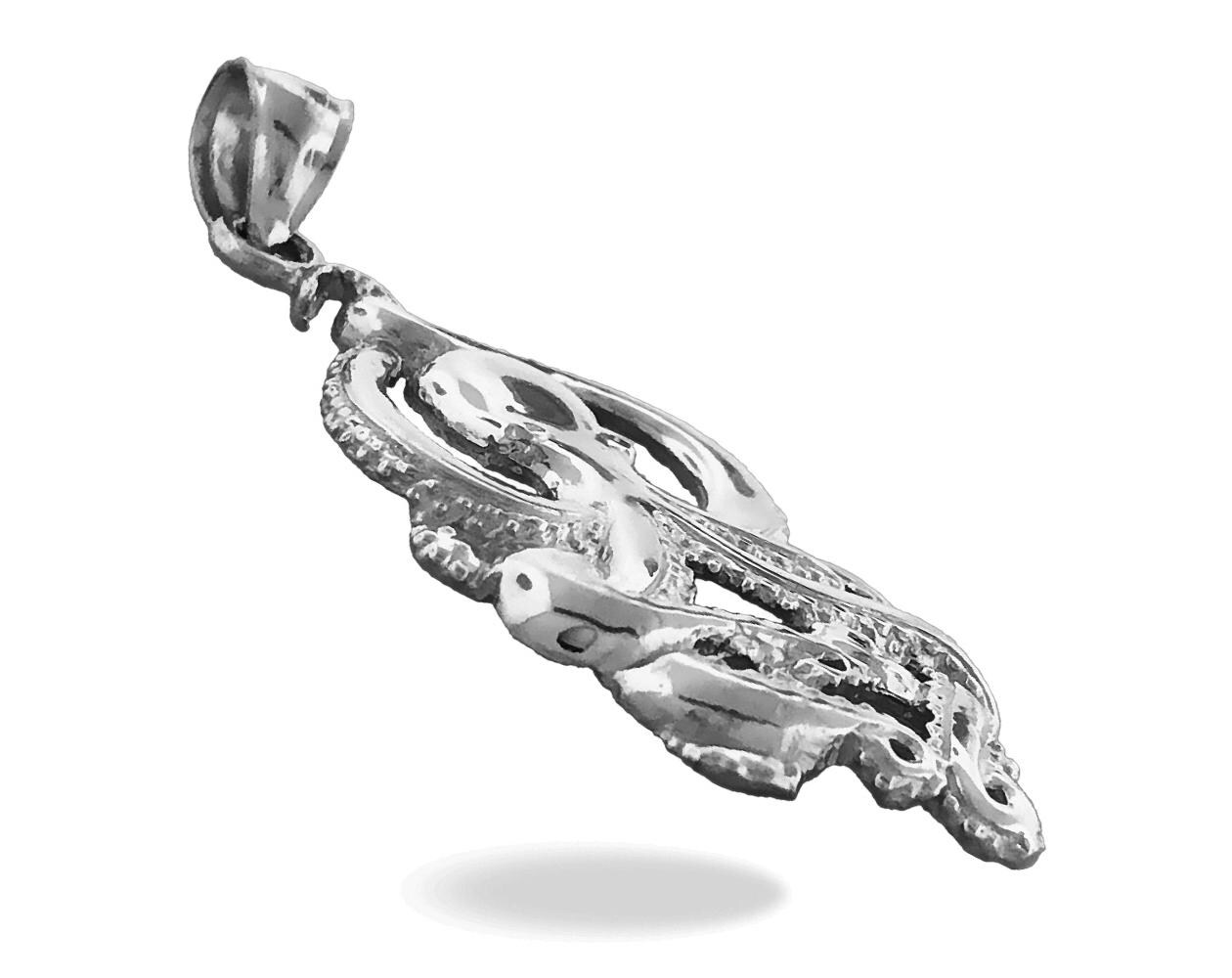 Rhodinierter Massiv 925 Sterlingsilber Hawaiiianischer Octopus Schiebe