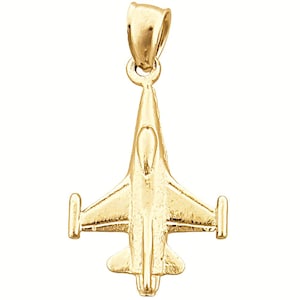 14K Gold 3D F16 Jet Charm