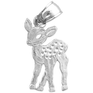 Rhodium Plated 925 Sterling Silver Bambi Charm