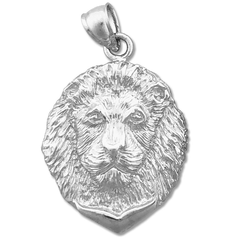 Details about   Polished Rhodium Plated 925 Sterling Silver Cut-Out Lion Face Charm Pendant 