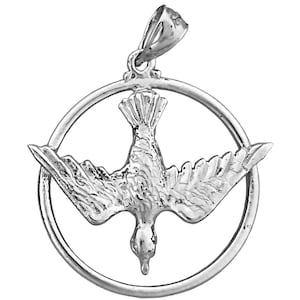 925 Sterling Silber rhodinierte Heilig Geist Taube Medaillon