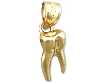14K Gold 3D Tooth Charm