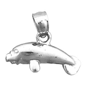 Rhodium Plated 925 Sterling Silver Manatee Mini Charm