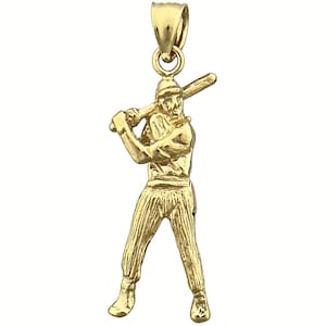 Pingente de jogador de beisebol de ouro 14K 26 mm
