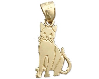 14K Gold 15MM Cat Mini Charm