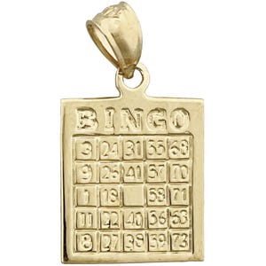 Dije de tarjeta de bingo en oro de 14 quilates