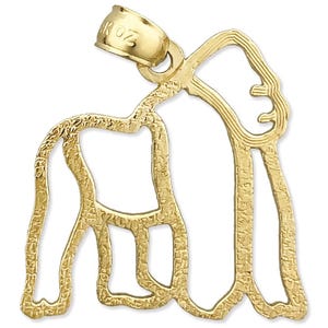 14K Gold Cut-Out Gorilla Pendant