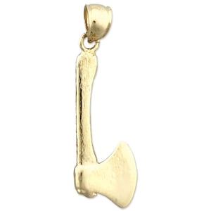 14K Gold 3D Axe Pendant