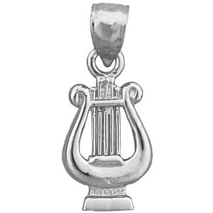 Rhodium Plated 925 Sterling Silver Lyre Harp Charm