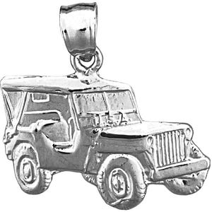 Rhodium Plated 925 Sterling Silver 4WD Jeep Charm