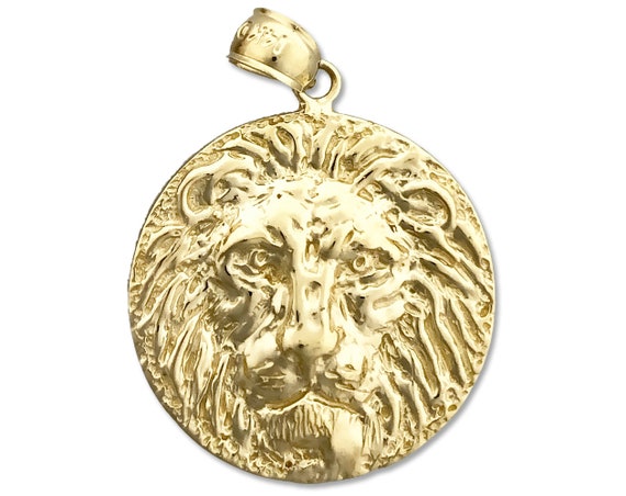 14k gold online lion head medallion