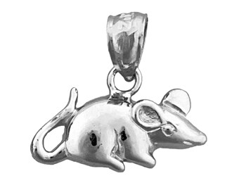 Charm de ratón de 18 mm en plata de ley 925 rodiada