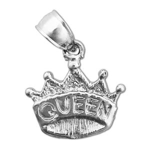 Rhodium Plated 925 Sterling Silver Queen Crown Charm