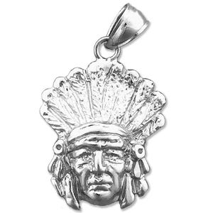 Rhodium Plated 925 Sterling Silver Chief Bonnet Pendant