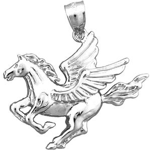 Rhodium Plated 925 Sterling Silver 30MM Pegasus Pendant