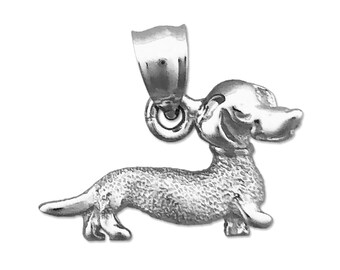 Rhodium Plated 925 Sterling Silver Dachshund Dog Charm