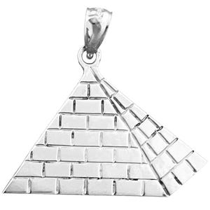 Rhodium Plated 925 Sterling Silver 30MM Egyptian Pyramid Pendant