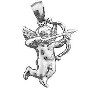 Rhodium Plated 925 Sterling Silver Cupid Angel Charm