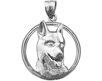 Rhodium Plated 925 Sterling Silver Dog Face Pendant