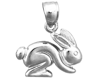 Rhodium Plated 925 Sterling Silver Bunny Charm