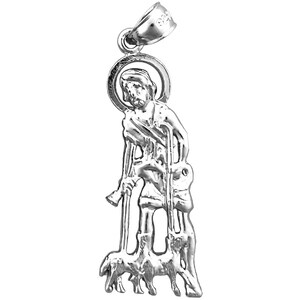 Rhodium Plated 925 Sterling Silver 30MM Saint Lazarus Pendant