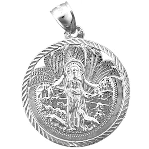Rhodium Plated 925 Sterling Silver Saint Lazarus Medallion