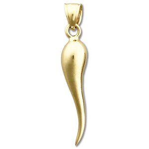 14K Gold 3D Cornicello Italian Horn Pendant