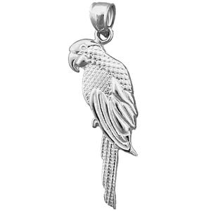 Rhodium Plated 925 Sterling Silver Parrot Pendant