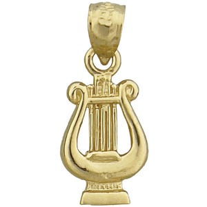 Dije de arpa lira en oro de 14 quilates
