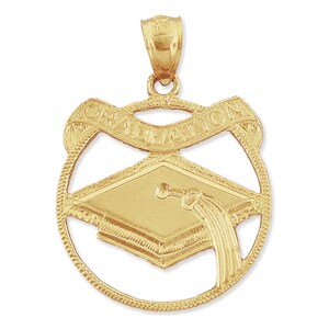 14K Gold Graduation Banner Medallion