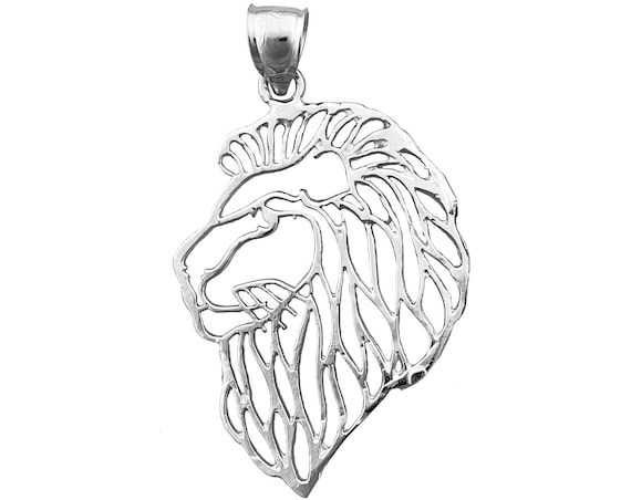 Details about   Polished Rhodium Plated 925 Sterling Silver Filigree Lion Charm Pendant 
