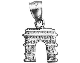 Rhodium Plated 925 Sterling Silver Arc De Triomphe Charm