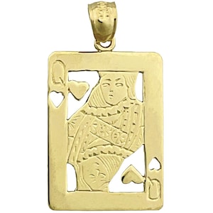 14K Gold Queen of Hearts Playing Card Charm