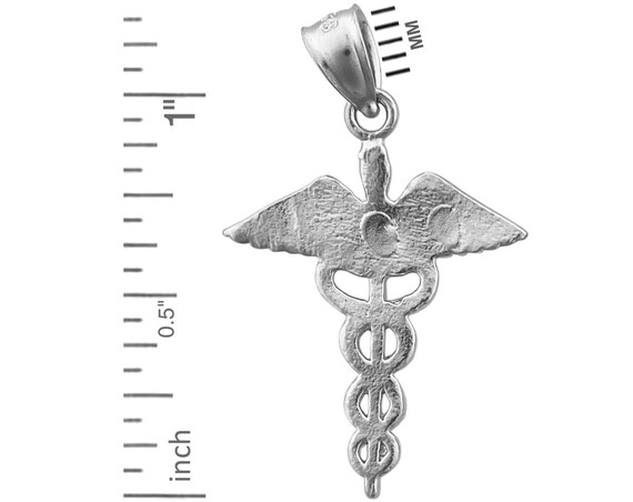 Breloque en argent sterling caducée .925 x 1 Breloques de médecine médicale