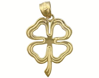 Charm de trevo de quatro folhas em ouro 14K