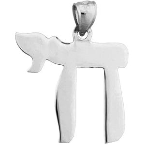 Rhodium Plated 925 Sterling Silver Hebrew Chai Life Pendant