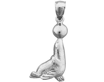 Rhodium Plated 925 Sterling Silver Sea Lion Charm