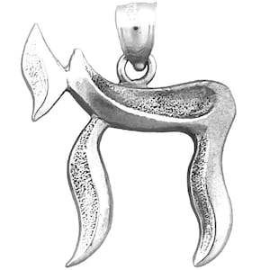 Rhodium Plated 925 Sterling Silver Fancy Jewish Chai Pendant