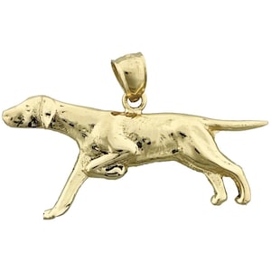 Colgante de pointer inglés de 40 mm en oro de 14 quilates