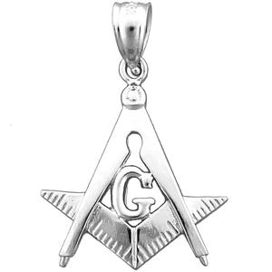 Rhodium Plated 925 Sterling Silver Freemason Masonic Pendant
