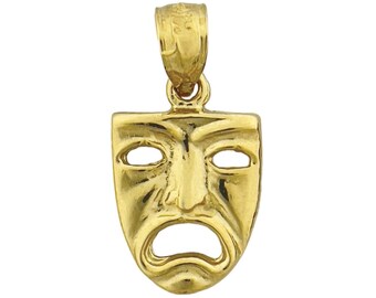 14K Gold Tragedy Drama Mask Charm
