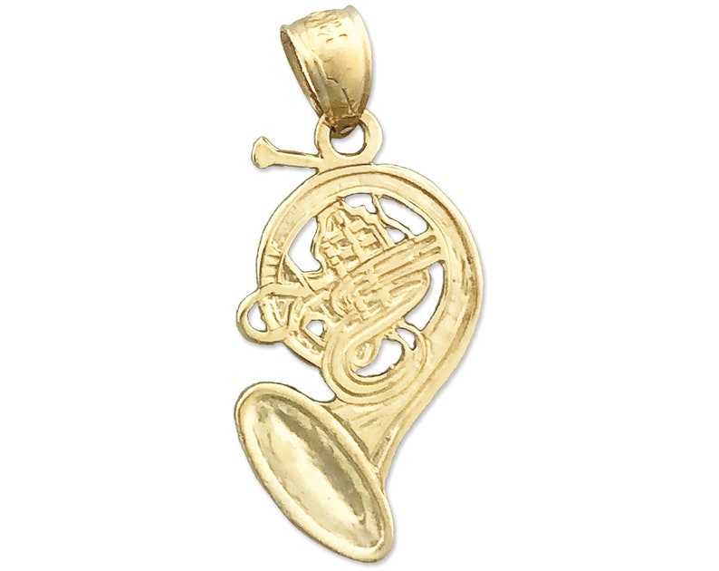 14k Yellow Gold Flat Polished Trombone Pendant Necklace Jewelry Gifts for Women 14k Yellow Gold Flat Polished Trombone Pendant Necklace Jewelry Gifts for Women